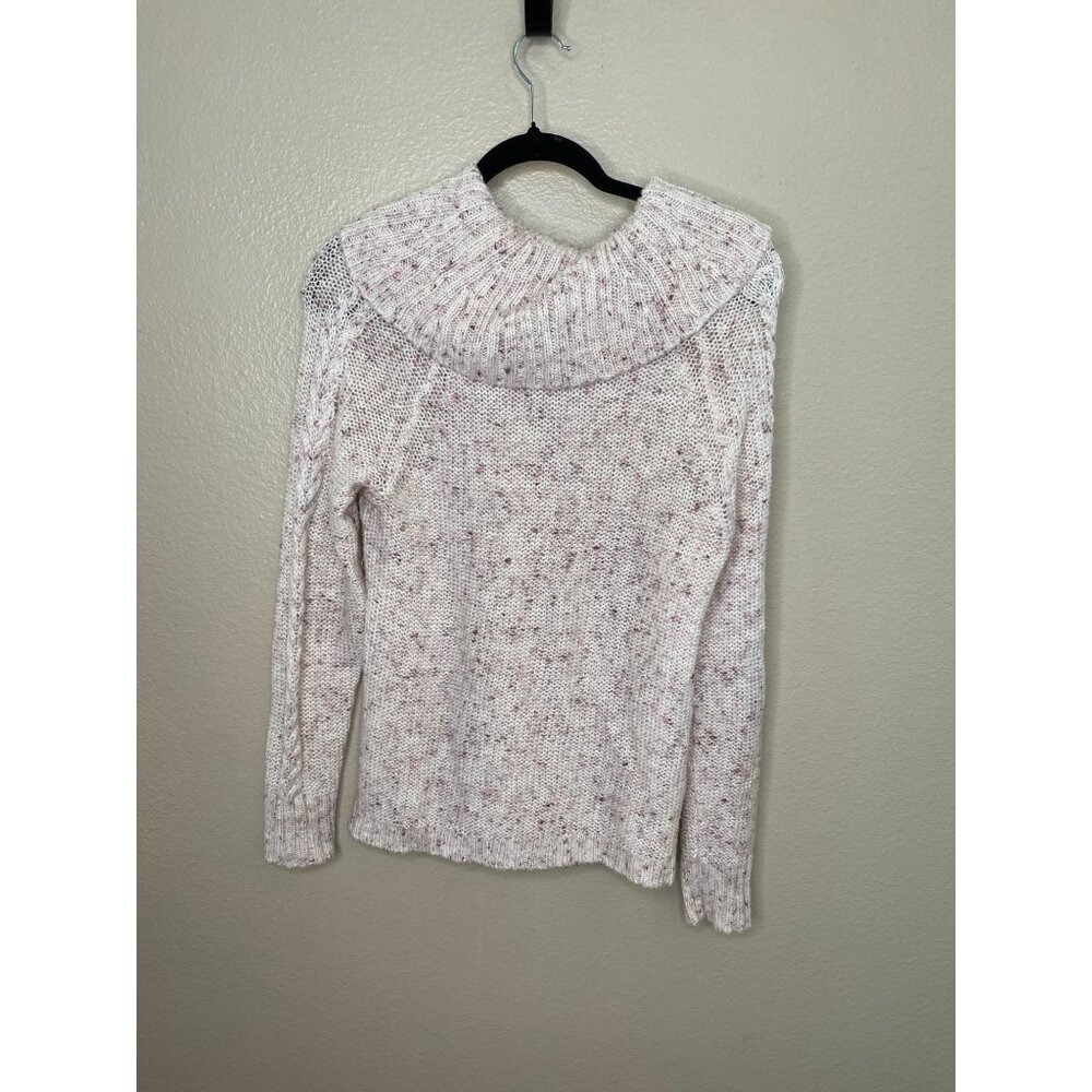 Soho New York & Company Womens Speckled Knit‎ Cowl Neck Sweater M Ivory Pink